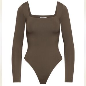Babaton Brown Long Sleeve Bodysuit